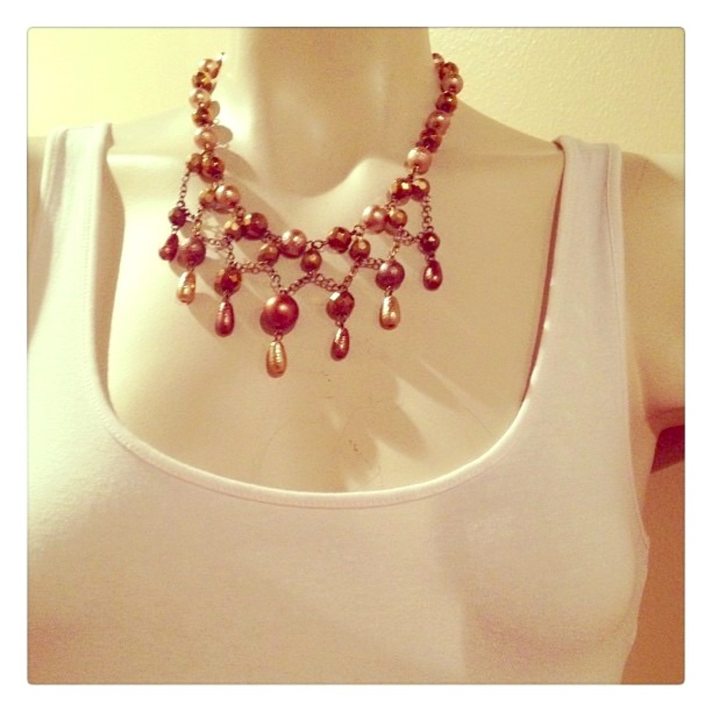 Bronze and gold chandelier necklace